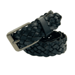 Handwoven Black Leather Belt