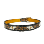 Handcrafted Western Leather Belt with a floral carved design and durable buckle