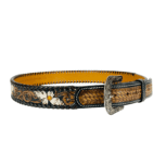 Handcrafted Western Leather Belt with a floral carved design and durable buckle