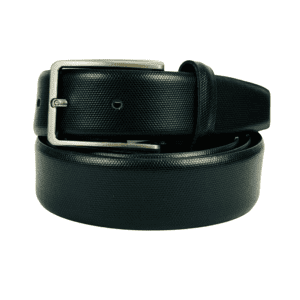 Elegant Semi-Formal Black Leather Belt for Men