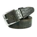 croc-embossed brown leather belt