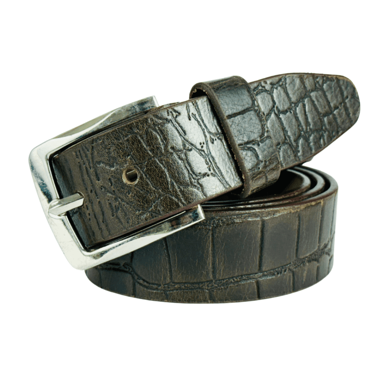 Exclusive Balck Leather Belt in Croc Style