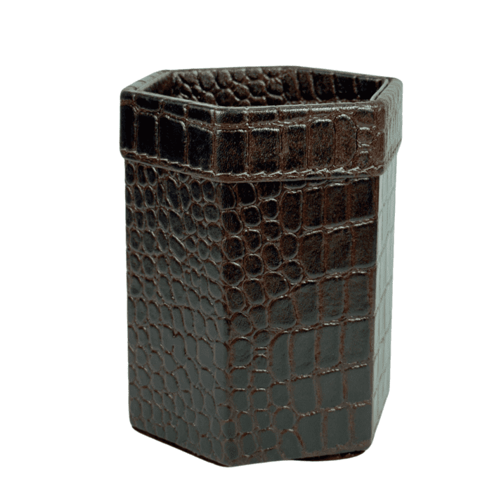 Elegant Brown Hexagon Pen Holder