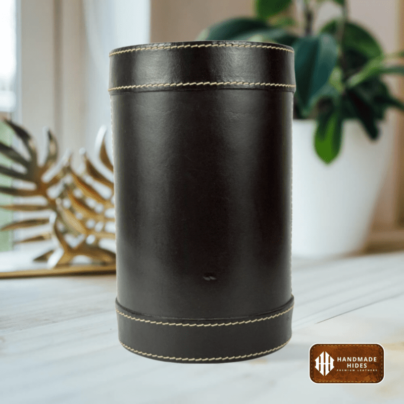Black leather ice bucket