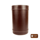 Handcrafted black leather ice bucket with a sleek finish, spacious interior, and elegant design, perfect for stylish home bars and entertaining.