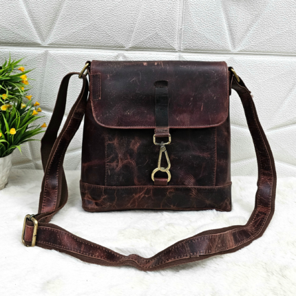 Vintage Brown Leather Messenger Bag