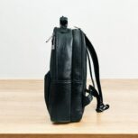 Black Leather Laptop Bag With Multiple Compartments crocodile Texture