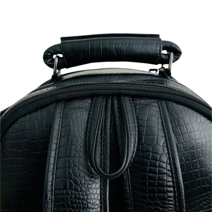 Black Leather Laptop Bag With Multiple Compartments crocodile Texture