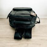 Black Leather Laptop Bag With Multiple Compartments crocodile Texture