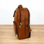 Brown Leather Laptop Bag With Multiple Compartments crocodile Texture