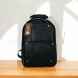 Black Leather Laptop Bag With Multiple Compartments crocodile Texture