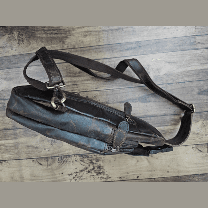 Handcrafted Dark Brown Leather Sling Bag – Stylish & Durable