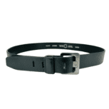 Black leather belt for men, handcrafted from premium full-grain leather with an adjustable metal buckle. Perfect for casual or formal outfits.
