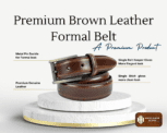 Elegant brown leather formal belt for men with a metal pin buckle, single stitch detailing, and premium craftsmanship by Handmade Hides.
