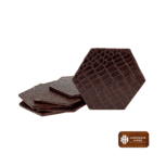 Luxury hexagon leather coaster set in premium brown leather with a matching holder, perfect for home or office use.