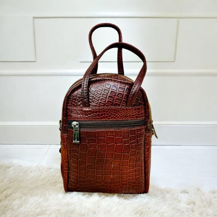 Handmade Crocodile-Embossed Leather Handbag