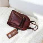 Handmade Crocodile-Embossed Leather Handbag