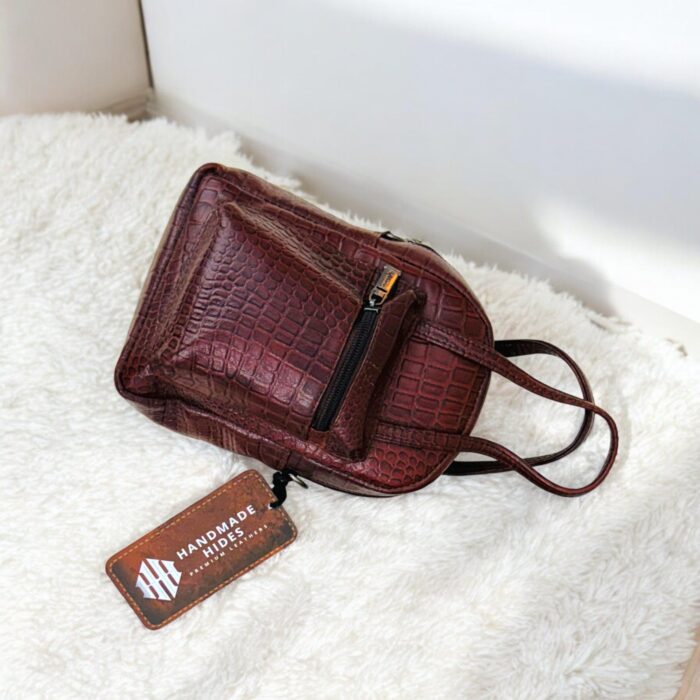 Handmade Crocodile-Embossed Leather Handbag