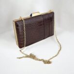 Crocodile-Embossed Leather Clutch Bag