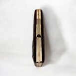 Luxurious brown croc-embossed leather clutch with gold chain strap