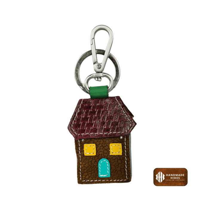 House-Shaped Brown Leather Keyring and Key Holder – Premium Keychain by Handmade Hides for Men & Women