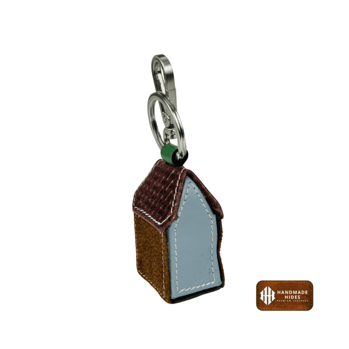 House-Shaped Brown Leather Keyring and Key Holder – Premium Keychain by Handmade Hides for Men & Women