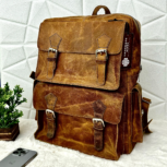 Handcrafted Brown genuine Leather Backpack with Rustic Finish