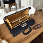Premium Black Leather Briefcase – Genuine Leather Laptop Bag with Secure Lock