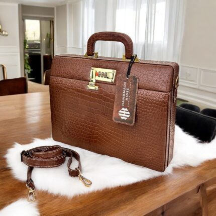 Premium Brown Leather Briefcase