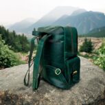 Handmade Green Leather Backpack – Full-grain leather, vintage design, spacious main compartment, multiple pockets, and adjustable padded straps. Fits a 15-inch laptop, perfect for work, travel, or daily use. Unisex eco-friendly leather bag with durable craftsmanship.