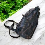 Handmade dark brown crossbody sling bag