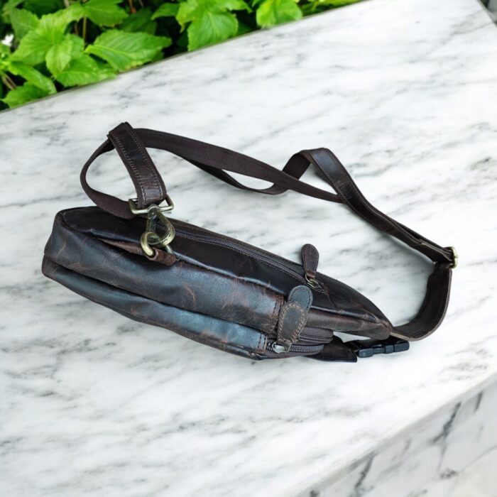 Handmade dark brown crossbody sling bag