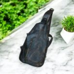 Handmade dark brown crossbody sling bag