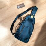 Handmade Blue Leather Sling Bag – Stylish full-grain leather crossbody