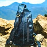 Handmade Blue Leather Sling Bag – Stylish full-grain leather crossbody