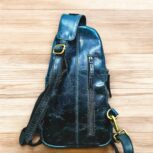 Handmade Blue Leather Sling Bag – Stylish full-grain leather crossbody
