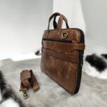 Handcrafted Full-Grain Leather Laptop Bag – Brown Luxury Briefcase