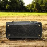 Handmade Dark Green Leather Duffel Bag with adjustable strap