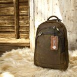 Premium genuine brown leather backpack with a vintage wax finish, designed for men and women