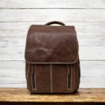 Premium-quality full-grain leather backpack with adjustable straps and multiple compartments