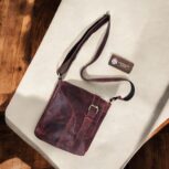 Handcrafted Red Leather Crossbody Bag – Premium full-grain leather sling bag with magnetic flap closure
