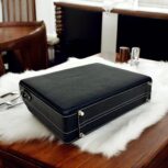 Premium Black Leather Briefcase – Genuine Leather Laptop Bag with Secure Lock