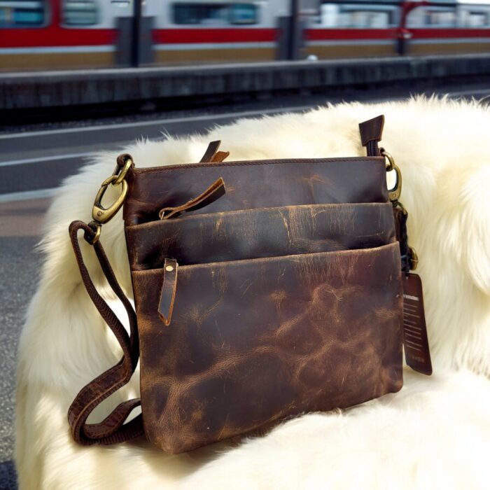 Brown Crossbody Sling Bag with adjustable and detachable strip