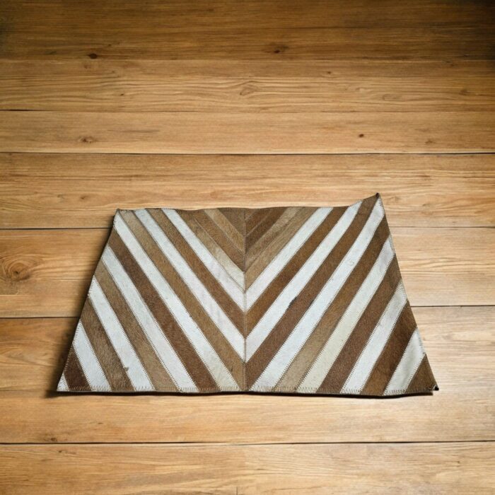 Handmade goat leather doormat with chevron patchwork