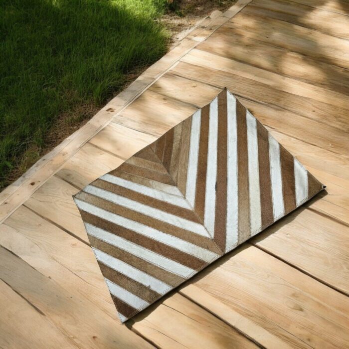Handmade goat leather doormat with chevron patchwork