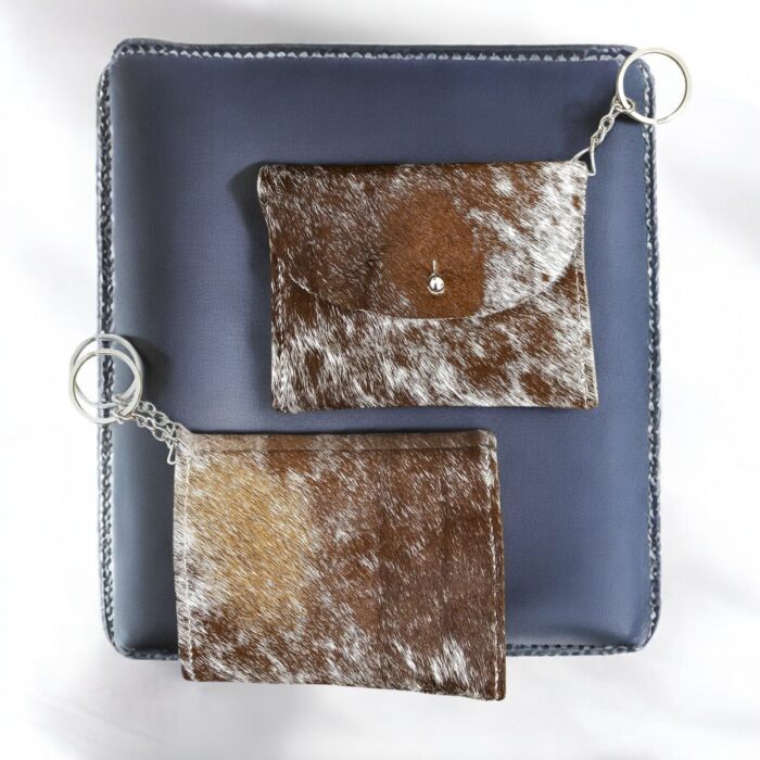 Set of 6 hair-on goat leather keychains