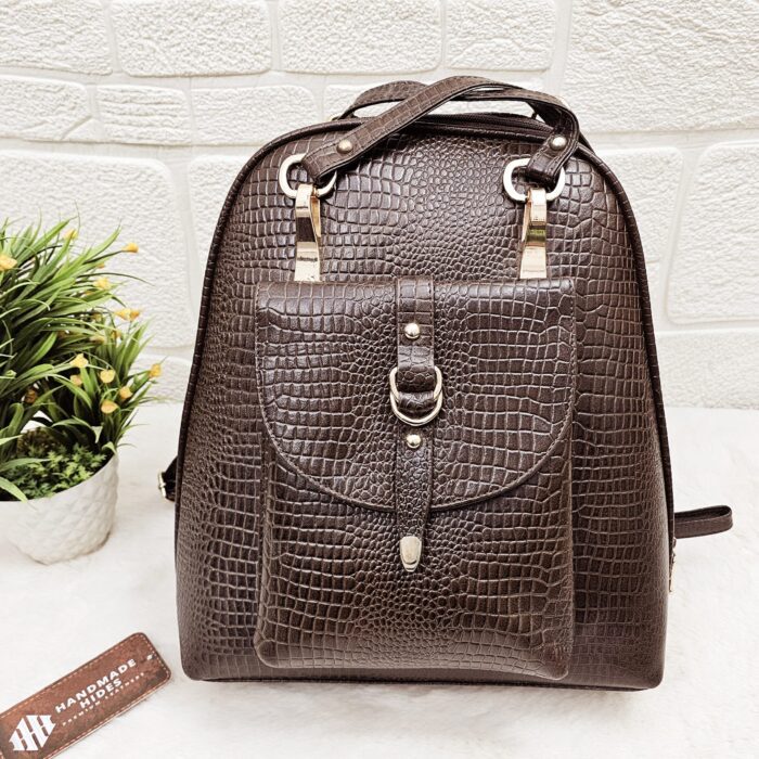 Handmade Dark Brown Leather Backpack with a classic, elegant design and durable straps