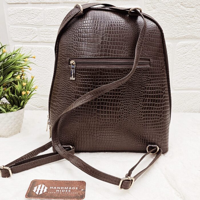 Handmade Dark Brown Leather Backpack with a classic, elegant design and durable straps