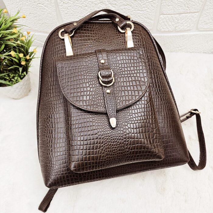 Handmade Dark Brown Leather Backpack with a classic, elegant design and durable straps