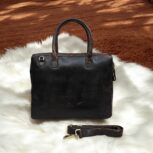 handmade brown leather briefcase